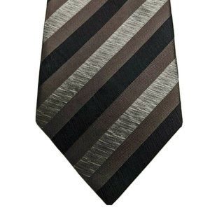 Valeriano Collection Mens Black Brown Striped Tie